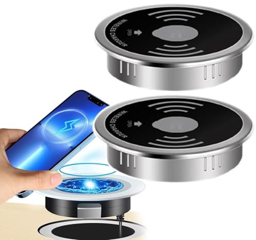 lealovengzh 15w Embedded Desktop Wireless Charger | Portable Built In Desk Fast Wireless Charging Station With Usb Interface | Support Usb-A And Usb-C Output | For 60mm Desk Hole/Waterproof,Black