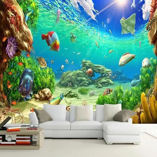 MIXUEXUNLU Mural Wallpaper 3D Bottom Scenery Coral Fish Mural Children's Bedroom Aquarium Hotel Background Wall Decoration