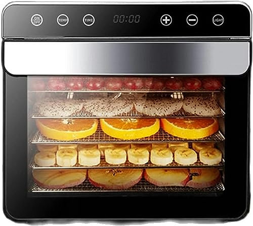 Máquina deshidratadora de alimentos Deshidratador de 6 bandejas de acero inoxidable para alimentos Verduras Frutas Máquina secadora de alimentos eléctrica de 800 W con temperatura y temporizador ajust