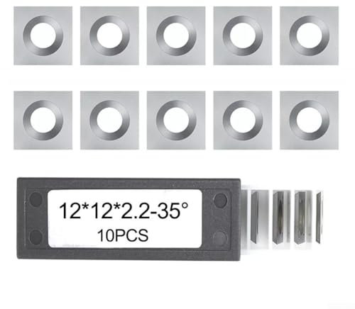 Besttoolifes Hartmetall-Einsätze, 12 mm, quadratisch, Wolfram, Ersatzschneideklingen für Holz, Sperrholz, MDF-Spanplatte, 30° Schnittwinkel, 10-teiliges Set mit Aufbewahrungsbehälter