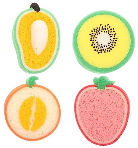 Garneck 4pcs Fruit Style Thick Wash Sponges Creative Dishwash Wipes Heavy Duty Kitchen Cleaning Products for Dishwashing