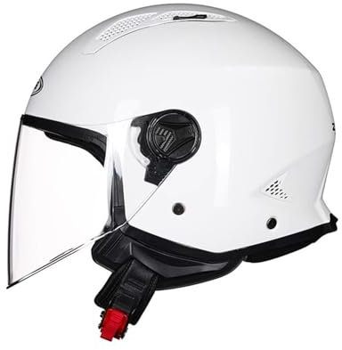 Motorrad Mit Visier Offener Helme, Motorrad DOT/ECE-Zugelassen Open Face Helme, Motorradhelm Jethelme, Motorrad Halbhelme, Herren Damen Motorrad Halbe Schale Helm Für Chopper Scooter ,L(57-58CM),CC
