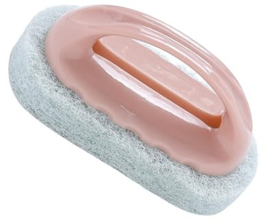 Healeved Cleaning Brush with Handle - Pink Sponge Eraser for Kitchen and Bathroom Cleaning Bath Tub Scrubber with Special Fiber for Dish Wash and Narrow Areas