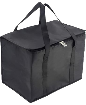 KPSRFG Large Cooler Bag, 30L Reusable Grocery Shopping Bag, Cooler Bag, Large Insulated Bag for Food Delivery & Picnics - Foldable Design, for Grocery, Picnic, Camping & BBQ (Black)