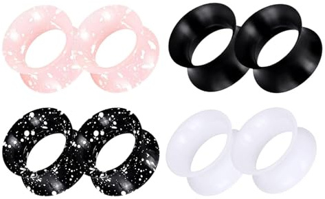 GUSXPPD 4 Pares Silicona Oído Túneles Tapones, Silicona Carne Túneles, Oído Túnele Strectchers, Doble Flared Expander, Flexible Carne Túnel Tapones, Expander Piercing Joyería 6-25MM (10mm)