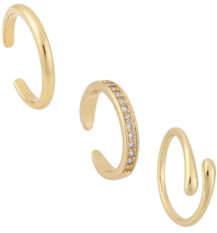 Mikovivi 3 Anillos el Pie para Mujer, 3 Estilos Aro Chapado en Oro y Anillos Abiertos con Circonitas Joyería Ajustable para el Pie de Playa de Verano Accesorios Elegantes Mujer