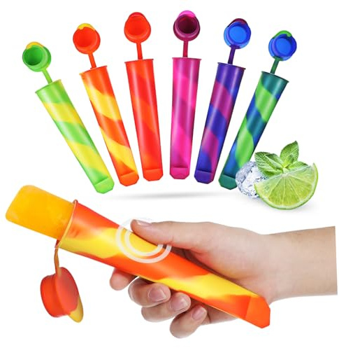 HOMOBABE 12 piezas Moldes de Helado de Silicona Reutilizables para Adultos de Tubos de Yogur Moldes de Paletas para Hacer Sabores de Postres Fáciles de Usar y Resistentes