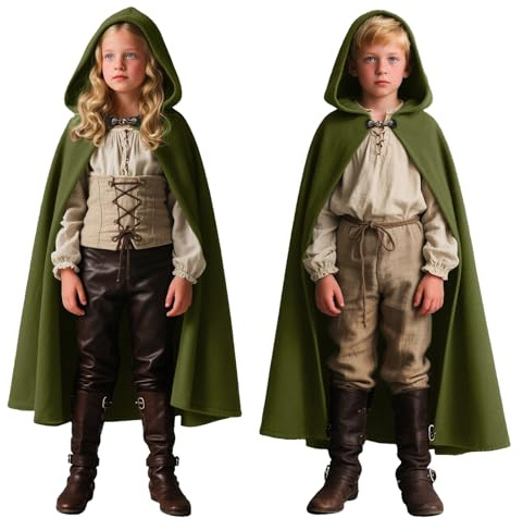 CNVAUIE Capa medieval renacentista con capucha, abrigo de bruja, disfraz de Halloween