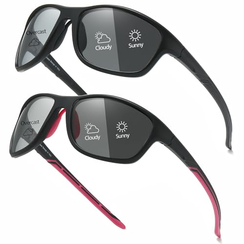 Myiaur 2 Pack Fahrradbrille Selbsttönend Damen & Herren Sportbrille
