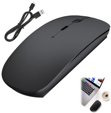 Amztour Mouse senza fili ricaricabile 2.4G Silence ottico Mouse Bluetooth Portata 10 m 3 DPI regolabile (800/1200/1600) Compatibile con PC/Tablet/Laptop(Nero)