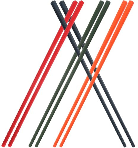 VANZACK 4 Paare Hitzebeständige Silikon Essstäbchen mit Stahlkern Langlebig Rutschfest Wiederverwendbar für Haushalt und Sushi Zuhause Zufällige Farbe Zufällige Farbe