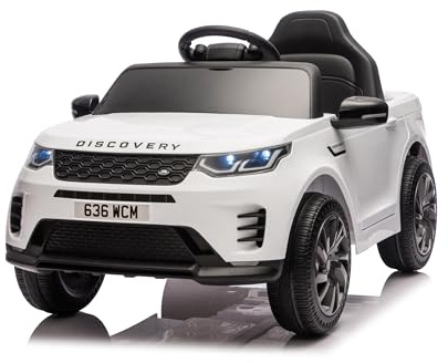 Baroni Toys Baby Car Land Rover - Coche eléctrico para niños a partir de 3 años, coche con mando a distancia parental, doble velocidad y marcha atrás, 95 x 61 x 51 cm (blanco)