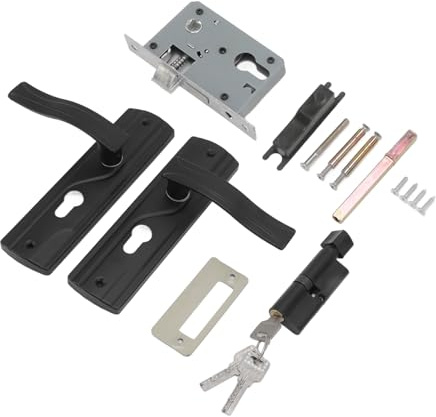Tosuny Ensemble de Serrure à Levier de Porte de Chambre Noire Durable avec Clés, Panneau en Acier au Manganèse pour une Résistance à L'usure, Fonctionnement Facile et Fluide, Idéal pour les Portes