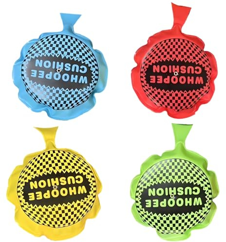BaZuyunMd 4 Stück Pupskissen, Furzkissen Groß Laut, Partyspielzeug, Streichrequisiten, Pupskissen Furzkissen, Lustige Whoopee Cushion, 9cm, (Rot, Gelb, Blau, Grün)