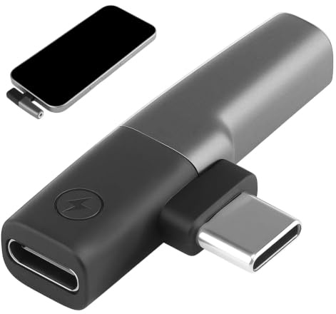Adaptateur USB C vers Jack 3.5mm 2 en 1 Adaptateur Prise Jack USB C pour Casque et Charge Câble Audio et Charge Rapide, Portable Convertisseur Prise Casque pour iPhone 16/15 Galaxy iPad Huawei, Gris
