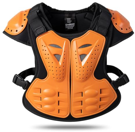 Kids Dirt Bike Gear Shockproof Full Body Armor Jacket, Lightweight Breathable Youth Motocross Protective Gear with Chest Spine Shoulder Protection for ATV MTB Cycling Skiing,Orange-One Size