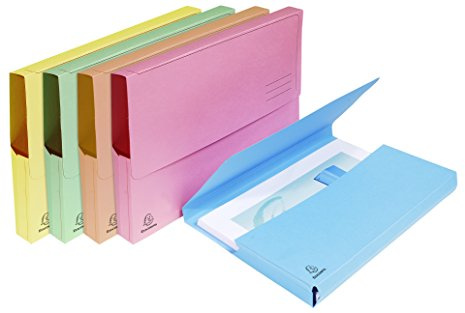 Exacompta - Ref 47870E - Förpackning med 25 SUPER 210 g/m² 32 mm fickmappar med bälg - pastellfärger - PEFC-certifierade mappar - storlek 24 x 32 cm för A4-format - 5 assorterade färger
