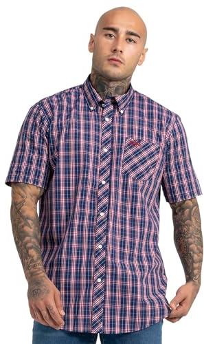 Lonsdale Brixworth Camisa, Red/White/Dark Blue, M para Hombre