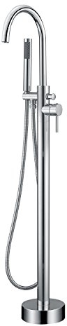 Arputhy Freistehende Badewannenarmatur Wasserhahn Wannenarmatur Badewanne Standarmatur Armaturen Bodenmontage Badezimmerarmatur mit Handbrause Chrom