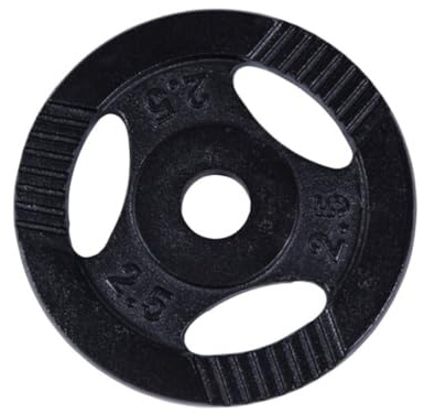 GORILLA SPORTS® Hantelscheiben 0,5–20 kg, 30/31 mm, Tri-Grip, Gusseisen | Einzeln oder als Set in Schwarz/Silber, mit 3 gerillten Griffen und KG-Angabe; Gewichtsscheiben für Kurz- und Langhanteln