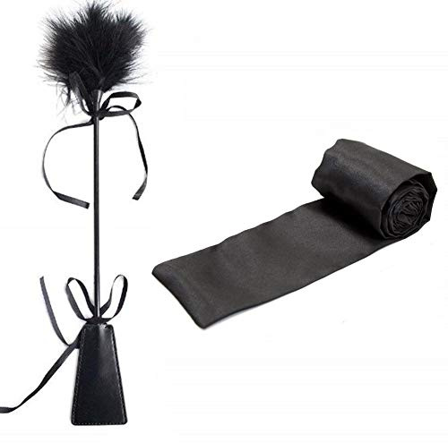 Satin Augenmaske Handschellen Band Augenbinde Federkitzler Gerte Sexspielzeug Bondage Peitsche Paddel