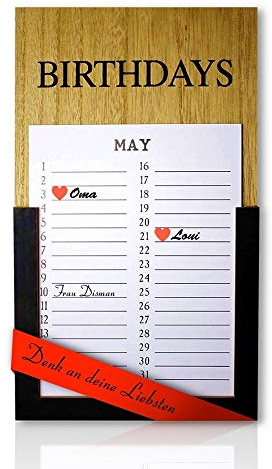 ELAFI® Geburtstagskalender ohne Jahreszahl 2025/2026 | Ewiger Wandkalender für Geburtstage im Vintage, Retro & Shabby Chic | Wanddekoration aus Holz