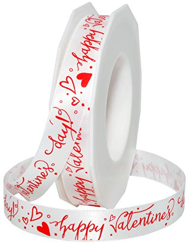 Morex Ribbon Be Mine Ribbon, Satin, 5/8 x 20 Yards, White/Red