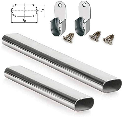 HOME CENTRE 800mm Oval Chrome Wardrobe Rail 30mm Clothes Hanging Hanger Pole Closet