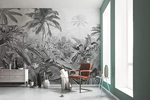 Komar Vlies Fototapete - Amazonia Black and White - Größe 400 x 250 cm (Breite x Höhe) - Wand Tapete Jungle Wald Wohnzimmer Schlafzimmer Büro Flur Dekoration Wandbild - P013-VD4