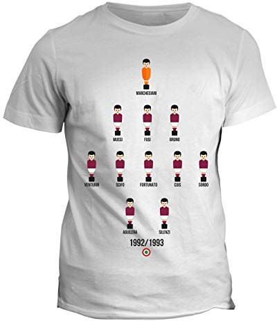 fashwork Maglietta T-Shirt Tifoso Calcio Uomo Formazione Granata Coppa Italia Stagione 1992-1993 - Vintage Football - Nostalgia - Idea Regalo