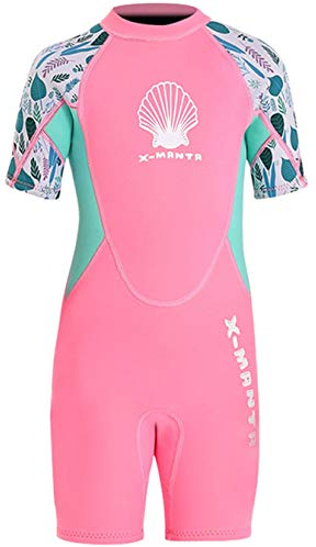 Kinder Mädchen Jungen Neoprenanzug 2.5MM Neopren Kurzarm Wäremehaltung Tauchanzug UV-Schutz Badeanzug für Wassersport Diving Suit M