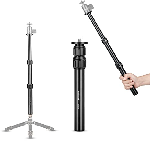 Koolehaoda Stativ Verlängerungsstange Teleskopstange 3 Abschnitte Mittelsäule Extender 21- 45.5 cm Stange für Fotostudio Einbeinstativ DSLR Kamera Mikrofonstände