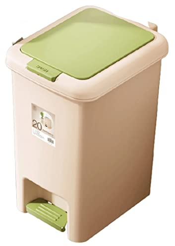 QHLOM Bote de Basura Pedal Pedal Pedal Basura, Papel de Basura de Primavera Rectangular con Tapa, Papelera de Basura de plástico Grande for baño Cocina Contenedor de Basura (Color : Beige)