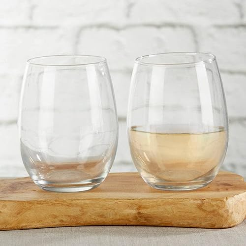 Kate Aspen 12PCS Blank 9 oz. Stemless Wine Glass, Drinking Glasses and DIY Favor Decor for Wedding, Bridal Shower, Baby Shower and Anniversary Party