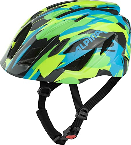 Alpina PICO - Leichter, Optimal Klimatisierter & Bruchfester Fahrradhelm mit Fliegennetz Für Kinder, optional mit Licht, neon-Green Blue Gloss, 50-55 cm