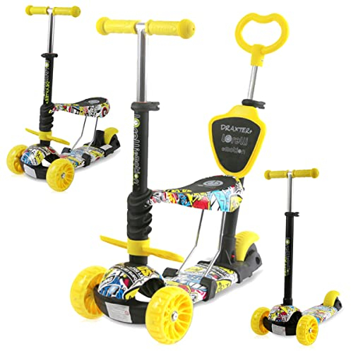 Lorelli – Patinete 3 ruedas con asiento Evolutivo 3 en 1 Draxter - Bici de equilibrio y triciclo Infantil – 3 ruedas con iluminación y altura regulable – Transformable a partir de los 3 años Amarillo…