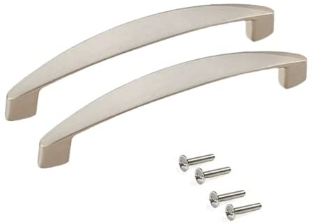 bricoleva.it Coppia Maniglie per Mobili - Manopole per ante armadi, cassetti, credenze e mobili vari - Maniglie in Zama Durevoli e Resistenti nel Tempo (128 mm, Serena Satinata)