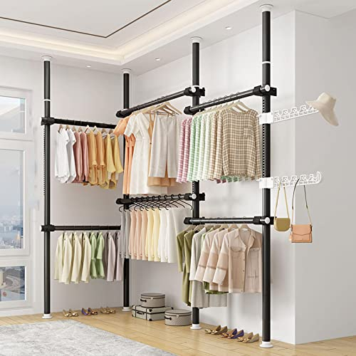 Robuster Kleiderständer aus Metall, Teleskop-Kleiderständer zum Aufhängen von Kleidung, tragbarer Kleiderschrank-Organizer, ideal für Zuhause, Hotel, Schlafzimmer, Wohnzimmer, Balkon