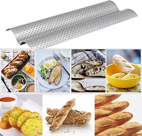 Shanrya Französische Brotform, Antihaft Baguette Backblech Spülmaschinenfest Perforierter Edelstahl Für Zuhause (732)