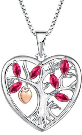 YL Collana Albero della Vita e Lucchetto in Argento Sterling 925, Ciondolo con Albero Genealogico, Catena con 12 Pietre di Nascita, Zirconi, Gioielli, Regali per Donna, Madre, Fidanzata, argento
