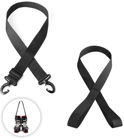 2 Stück Ski Tragegurt, 2 Stile Verstellbar Gurt Skischuh Ski Schultergurt Tragegurt zum Tragen von Skizubehör für Erwachsene Jugendliche Winter Outdoor Aktivitäten (Schwarz)