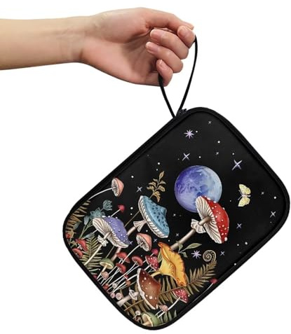 BYCHECAR Mushroom Moon - Funda para correas de reloj para mujeres y hombres, organizador de correa de reloj compatible con 12 correas de Apple Watch y otros accesorios, funda de transporte de