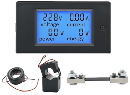 Voltímetro Digital con pantalla LED, amperímetro, vatímetro, medidor de energía de 12V, 24V, 110V y 220V, CA 80-260V CC 6,5-100V, 20A, 100A (Color : DC 100A Meter Shunt)