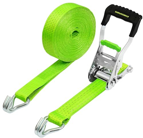 StarLeaparts 8m x 50mm Spanngurte mit Ratsche, Seitlicher Einschub Ratschengurte Einfach zu Bedienen, DIN Geprüft Professionelle Schwerlast 5000kg Spanngurte Radspanngurte für Sicherer Autotransport