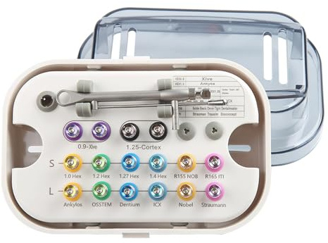 MQL-HDX Kit di Strumenti dentali universali per Chiavi dinamometriche in Acciaio Inossidabile per Vari sistemi implantari - Impugnatura ergonomica Antiscivolo