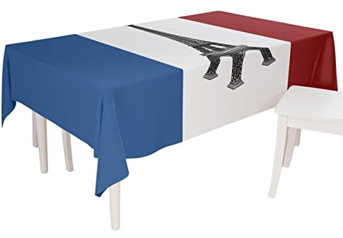 Patriotische Tischdecke, Motiv: Frankreich-Flagge, wiederverwendbare Küchentischkleidung mit dickem Stoff, Polyester und Gabardine, Tischdekorationen für Partys