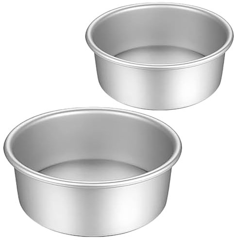 HQILRRA 2 moldes redondos profundos para tartas, aluminio anodizado antiadherente con parte inferior extraíble, molde pequeño para pasteles, para hornear, cumpleaños, bodas, 2 tamaños (2 pulgadas + 4