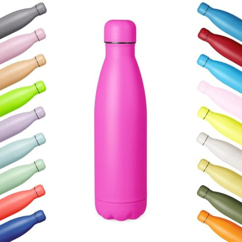 Dc Casa Borraccia Termica 500 ml – Bottiglia Isotermica in Acciaio Inox – Design Colorato e Resistente – Mantiene Caldo e Freddo – Viaggio, Ufficio, Sport, Scuola, Tempo Libero (Fucsia)