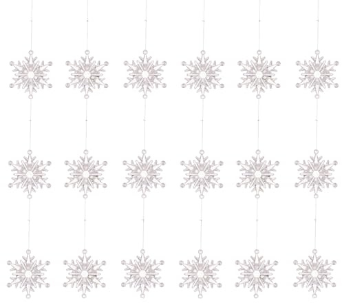 haweeli 18 Stück Acryl Schneeflocken Christbaumschmuck, Anhänger Weihnachten Deko, Hängende Ornamente für Weihnachten Party Hochzeit Dekoratio