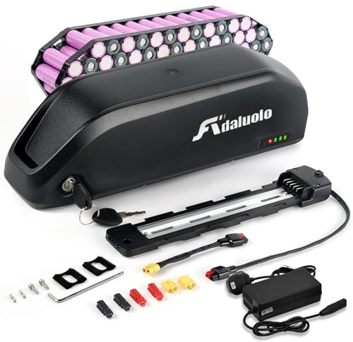 Adaluolo 48V 20AH Ebike Battery Removable Electric Bike Battery Large Capacity Lithium ion Batteries with Charger, BMS, Indicator Light, 5 Pin Base Plate